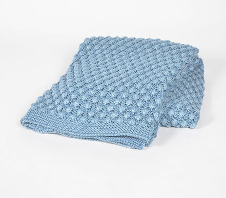 Knitted Slate Blue Cotton Throw