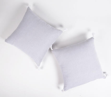Solid Smokey Handloom Cotton Cushion Covers (set of 2)