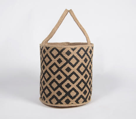 Handloom Jute Diamond patterned Basket
