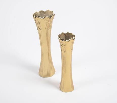 Gold-Toned Aluminium Trunk Flower Vases (Set of 2)