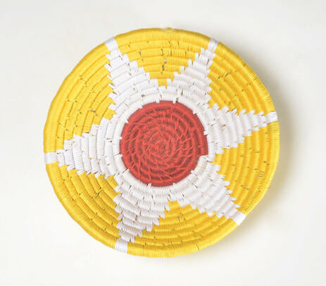 Handwoven Floral Star Round Wall Plate