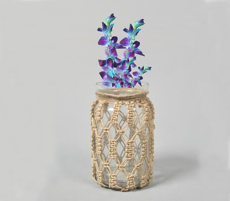 Hand Knotted Jute & Glass Jar Vase