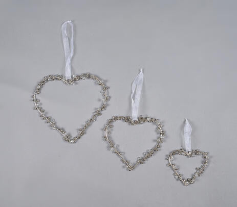 Statement Iron & Beads Valentines Heart Hanging (Set of 3)