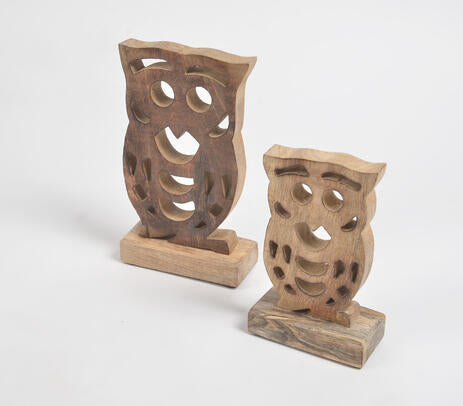 Wooden Owls Tabletop Decoratives (Set of 2)
