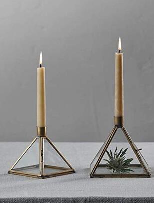 Glass & Metal Pyramid Handmade Candle Holder