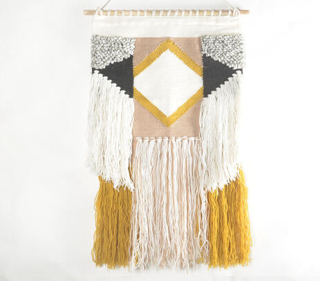 Handwoven & Diamond Tufted Layered Fringed Wall Hanging