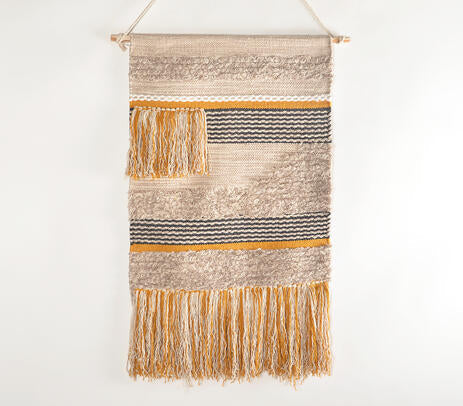 Handwoven Cotton Multicolor Fringed Wall Hanging