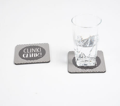 Clink! Clink! MDF Monochrome Coasters (Set of 2)