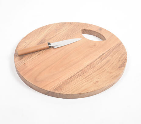 Sleek Round Natural Wooden Chopping Board