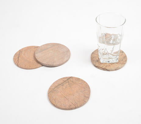Abstract Textured Round Stone Coasters (Set of 4)