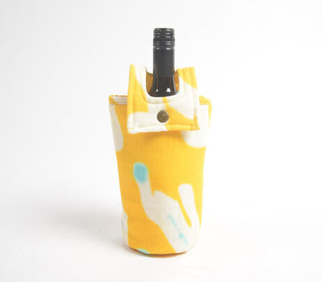 Abstract Yellow fabric wine Bottle bag