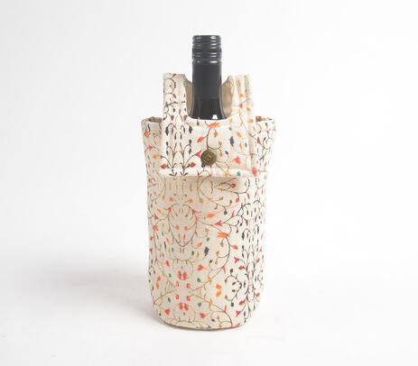 Printed Floral fabric wine Bottle bag