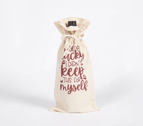 Typographic Drawstring Jute wine bag
