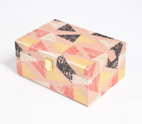 Geometric Print Tusser Silk Jewelry Box
