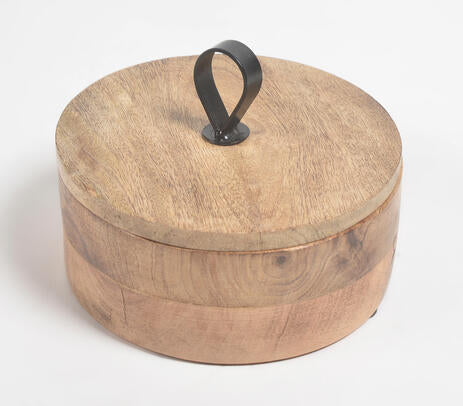 Earthy Round Wooden Jewelry Box