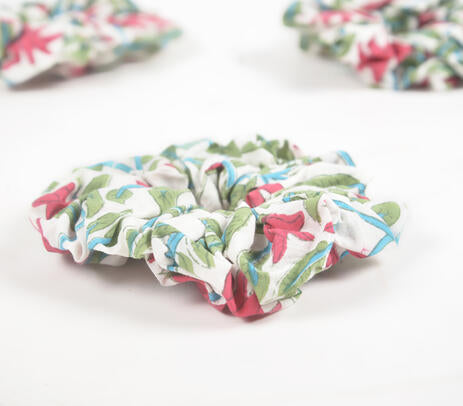 Floral Block printed Scrunchie hair ties (set of 3)