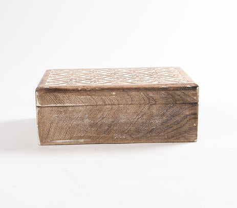 Hand Carved Mango Wood Jewelry Box