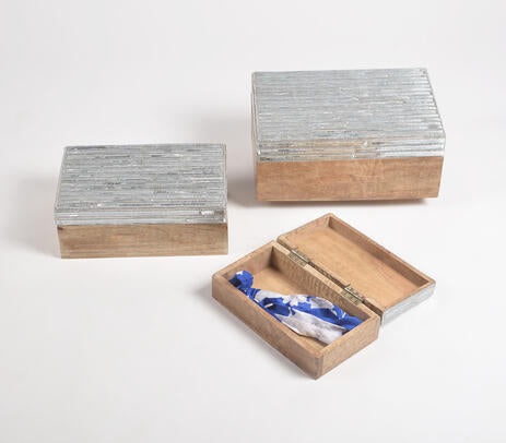 Metallic Beaded Wooden jewelry boxes (Set of 3)