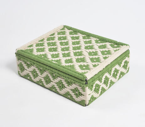 Handwoven Recycled Cotton Beige & Green Box