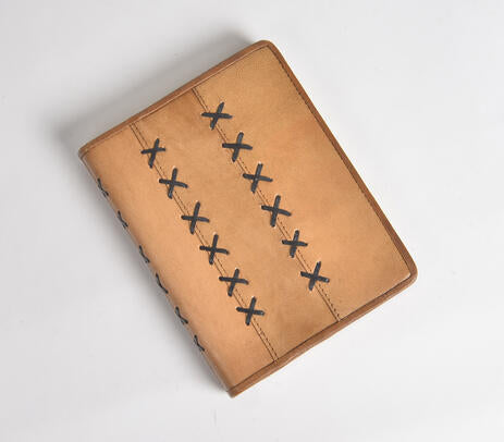 Stitched Crosses Fawn Leather Diary