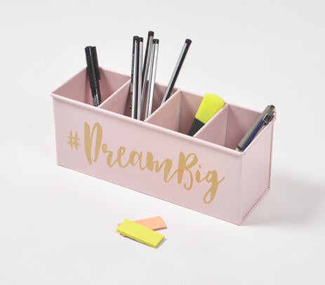 Pastel Pink 'Dream Big' Wooden Pen Holder IB